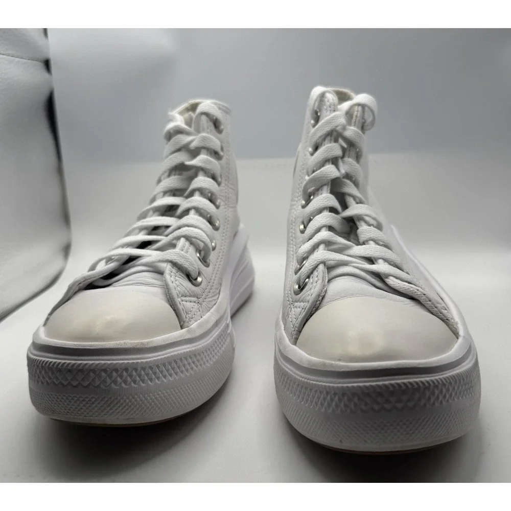 Converse Sneakers Women's Size 6.5 White Leather All Star Platform Lift *wear*